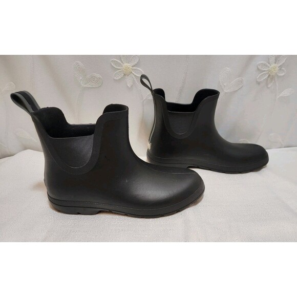 Totes Women 8 Black Ankle Rain Boots Rubber Slip Resistant Lightweight Durable - Picture 1 of 16